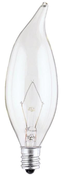 Westinghouse 40CA91/2/CB/130 25PK | 40W CA9 1/2 Flame Tip Incandescent Clear E12 Base 130V