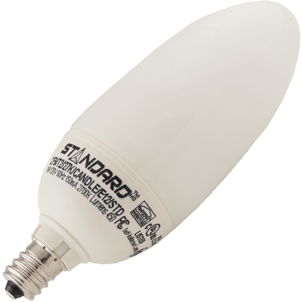 9W CFL Bulb | Decorative 2700K Candelabra Base