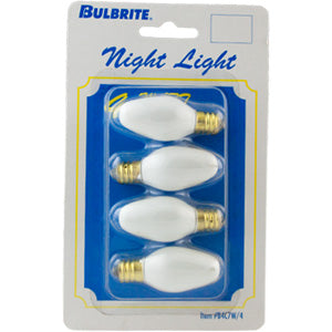 4C7/W Bulb 4W 120V C7 Incandescent Candelabra Base White - 4 Pack