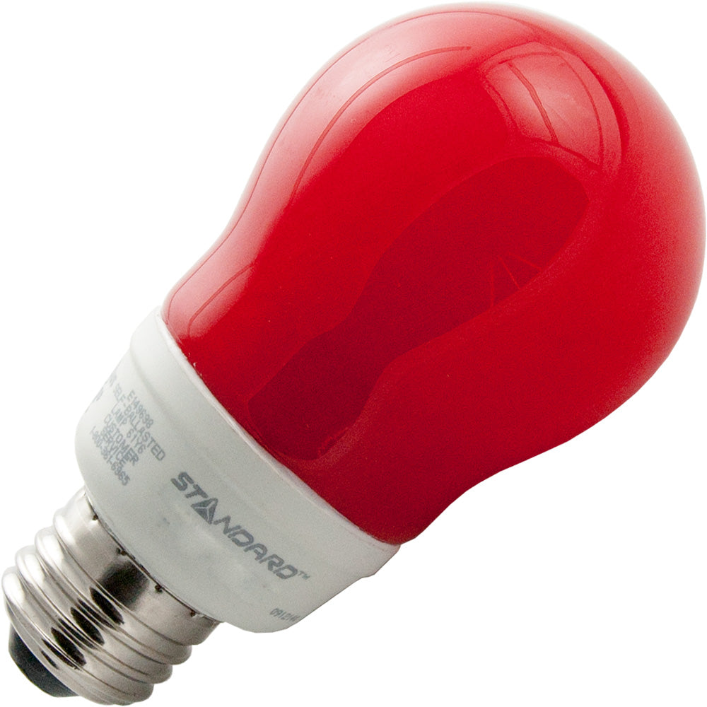 Standard - 8W 120V A19 CFL - E26 Base - Red - Dimmable