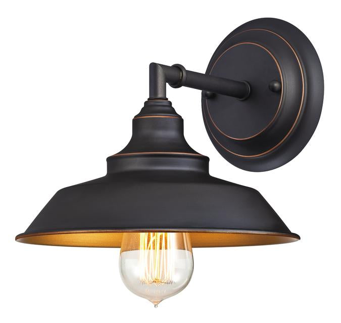 Westinghouse 6344800 1 Light Wall Fixture ORB Finish w/Highlights & Metallic Bronze Interior