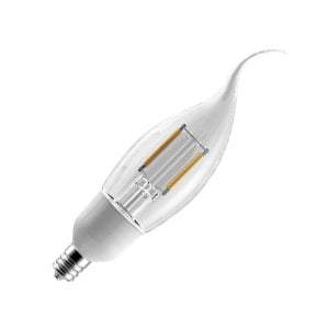 Standard - 2.5W LED Filament Style - Flame Tip - Candelabra Base