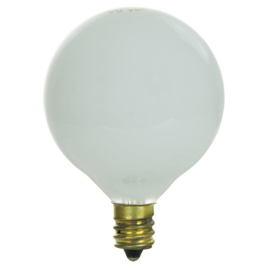 Sunlite 15 Watt G16.5 Globe, Candelabra Base, White - 25 Pack