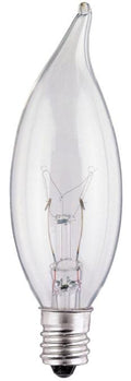 Westinghouse 15CA8/CB | 15W CA8 Flame Tip Incandescent Clear E12 (Candelabra) Base, 120 Volt, Box