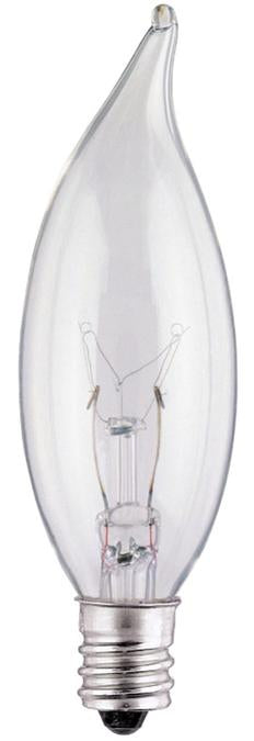 Westinghouse 15CA8/CB | 15W CA8 Flame Tip Incandescent Clear E12 (Candelabra) Base, 120 Volt, Box