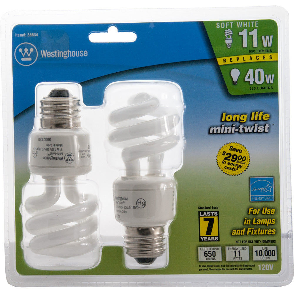 Westinghouse 7273-11W CFL 2700K (2 PACK)