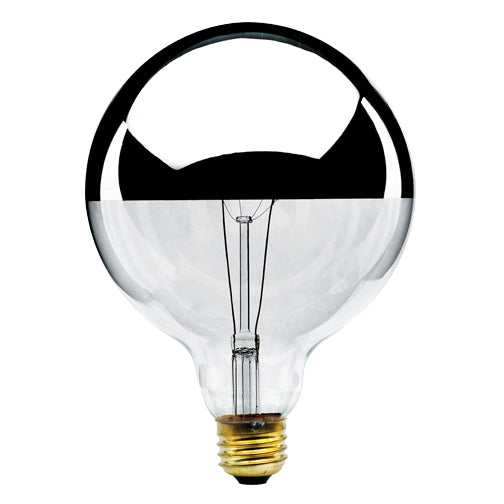 Bulbrite 100G40HM 100W Dimmable Half Chrome G40 Globe Bulb - E26 Base