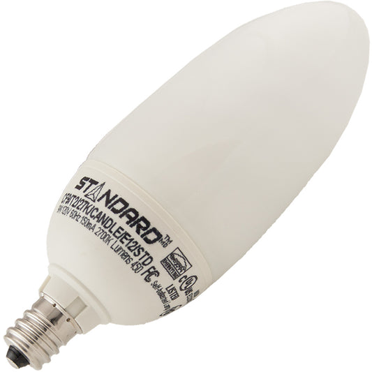 9W CFL Bulb | Decorative 2700K Candelabra Base