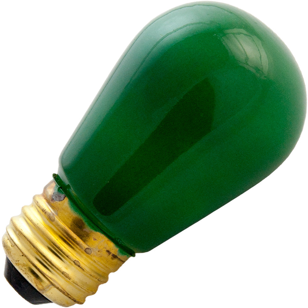 11S14/G Bulb 11W 130V Incandescent Green Medium Base