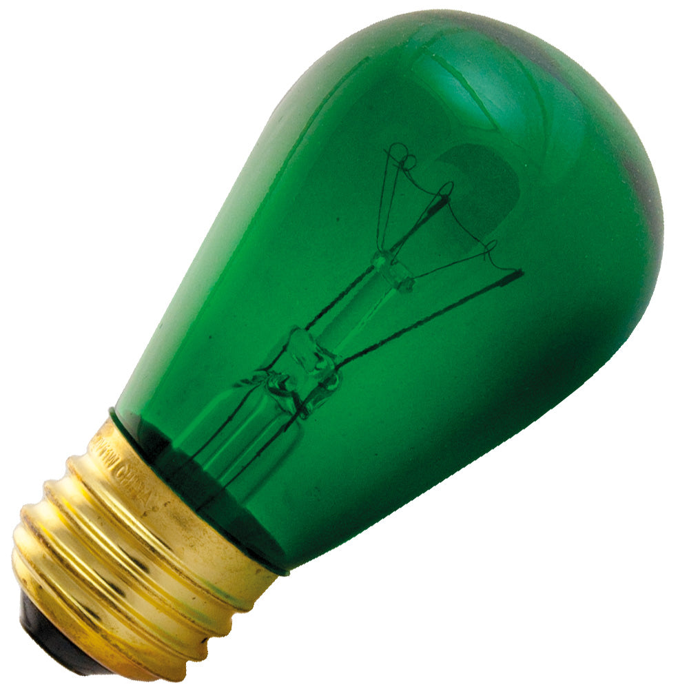 Bulbrite 701411 11S14TG | S14 Transparent Green Incandescent