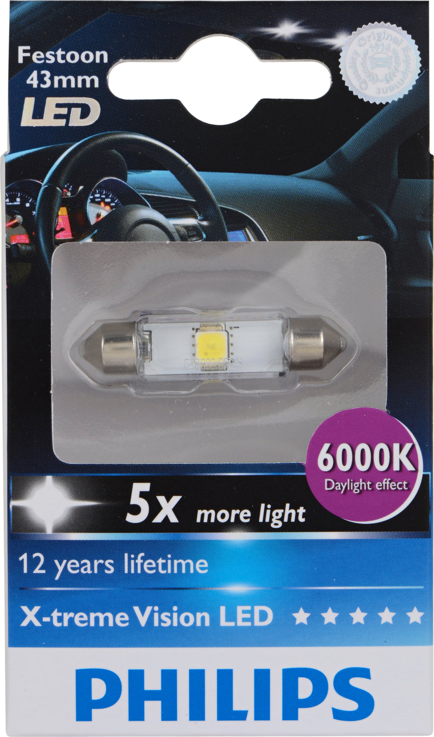 Philips 129466000KX1 | Festoon LED Interior Bulb - 41-43MM 6000 K