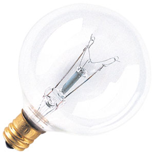 15W 120V G16.5 Incandescent - Globe - Clear - Candelabra Base