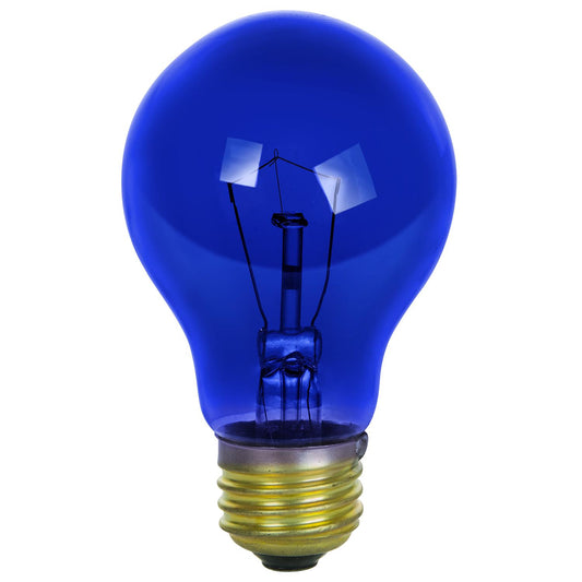 Sunlite 25 Watt A19 Colored, Medium Base, Transparent Blue - 24 Pack