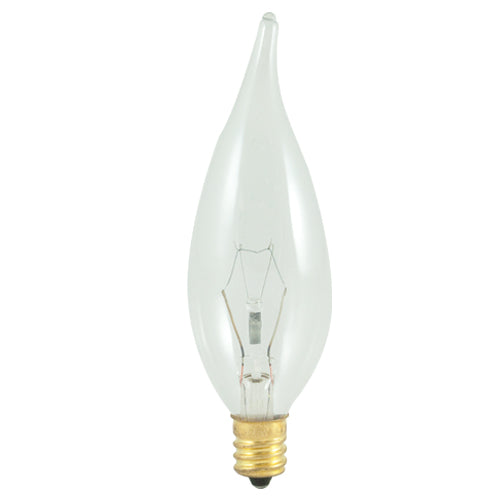 Bulbrite 25CFC/HV 25W CA10 Flame Tip Chandelier Bulb - E12 Base - 220V