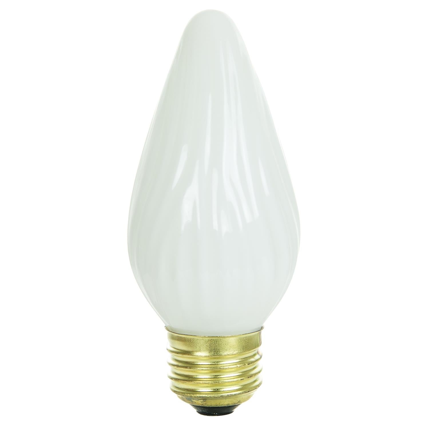 Sunlite 60 Watt Flame Twist, Medium Base, White - 12 Pack