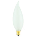 Bulbrite 60CFF/32/3 60W CA10 Flame Tip Chandelier Bulb - E12 Base - Frost