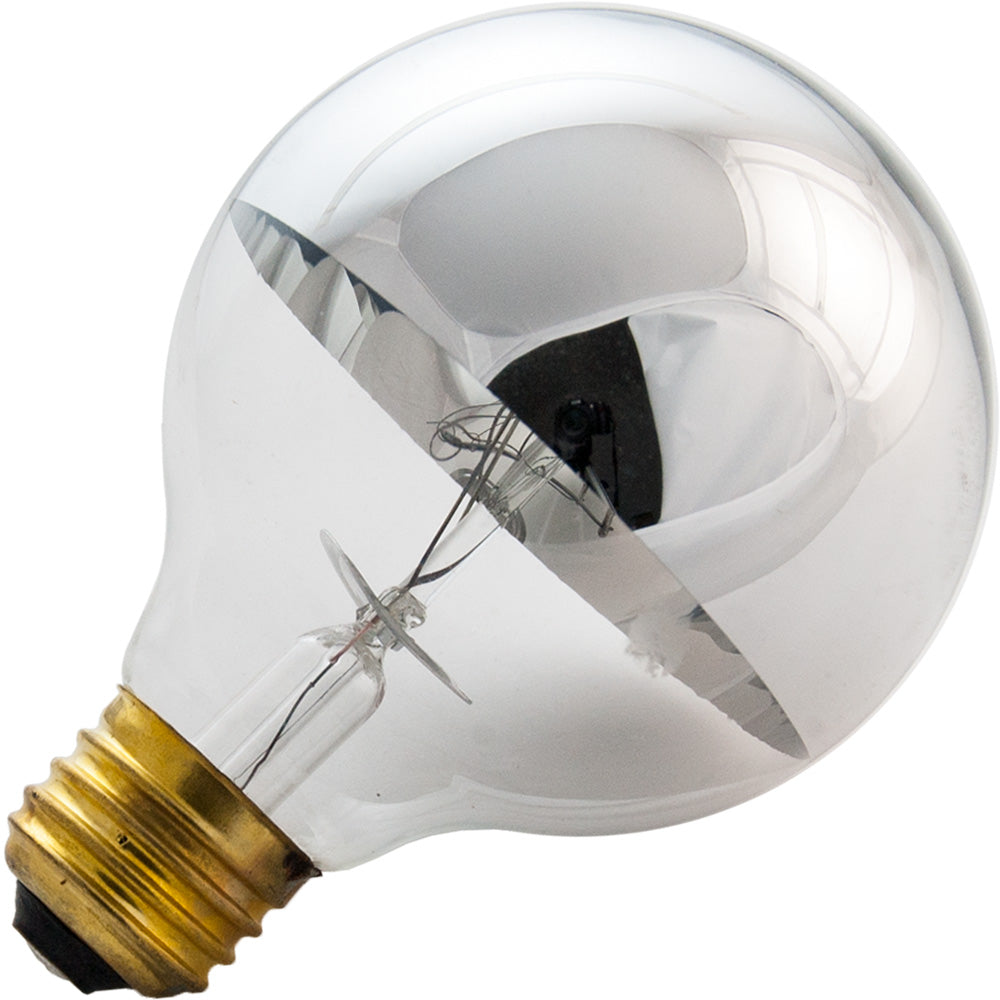 60W 120V G25 Incandescent - Globe - Chrome Half Dome - Medium Base