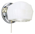 Westinghouse 6640200 1 Light Wall w/Outlet & Pull Chain Chrome Finish Base, White & Crystal Glass