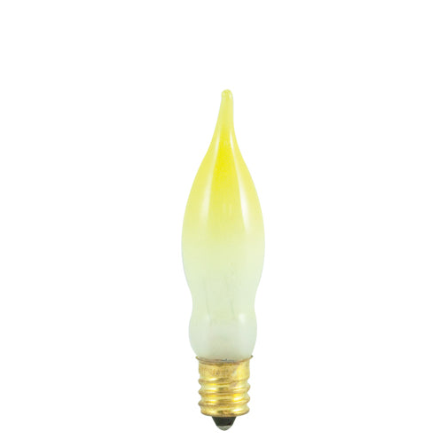 Bulbrite 7.5CFFY/15/3 7.5W CA5 Flame Tip Chandelier Bulb - E12 Base - Yellow