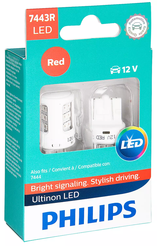 Philips 7443 ULTINON LED Car Signaling Bulb - RED - 2PK