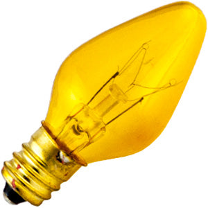 Standard - 5W 120V C7.5 Incandescent - E12 Base - Transparent Yellow