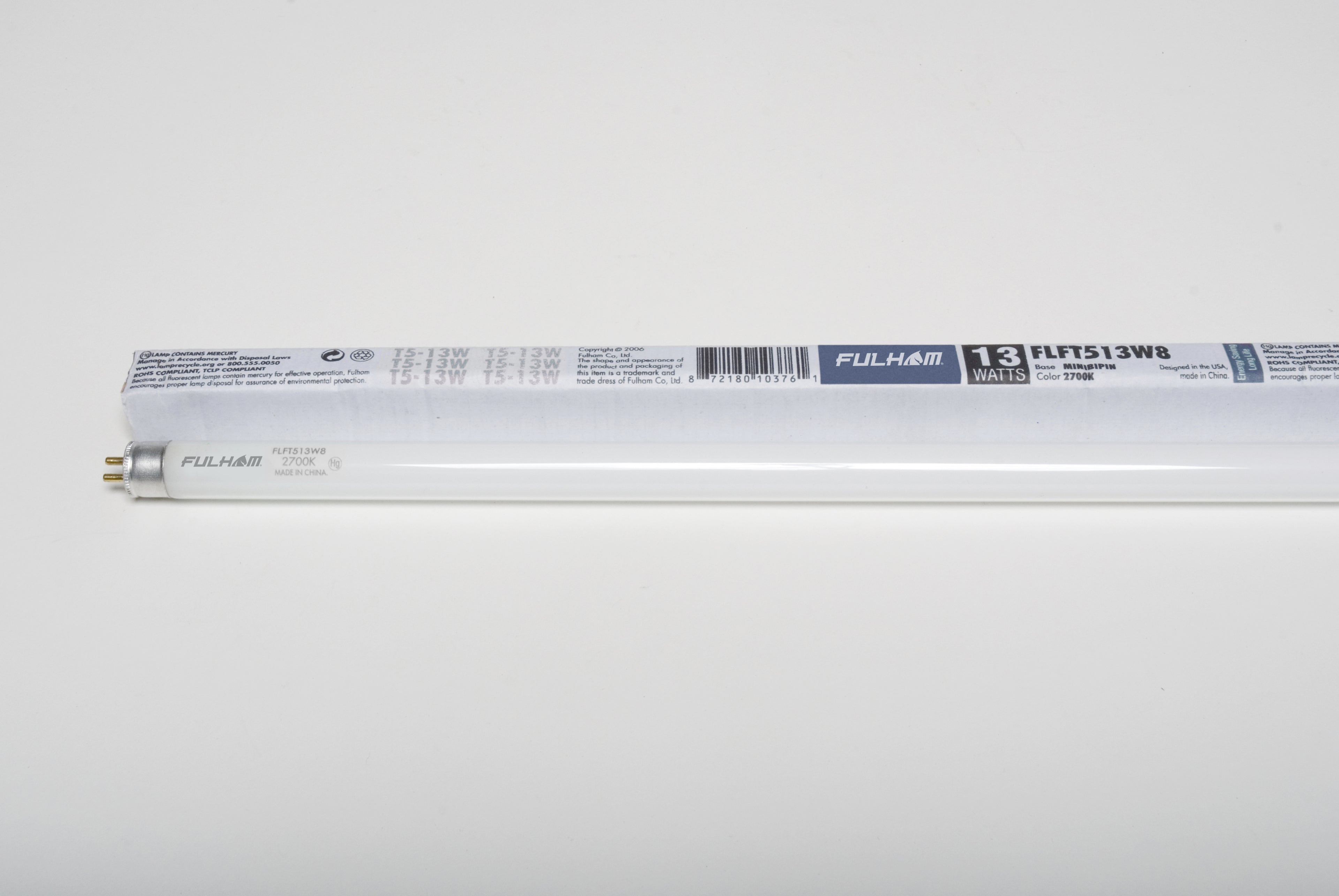 Fulham FLFT513W827 | Linear Fluorescent T5 Lamp 13W 80CRI 2700K w/ (G5) Min Bi-Pin Connectors