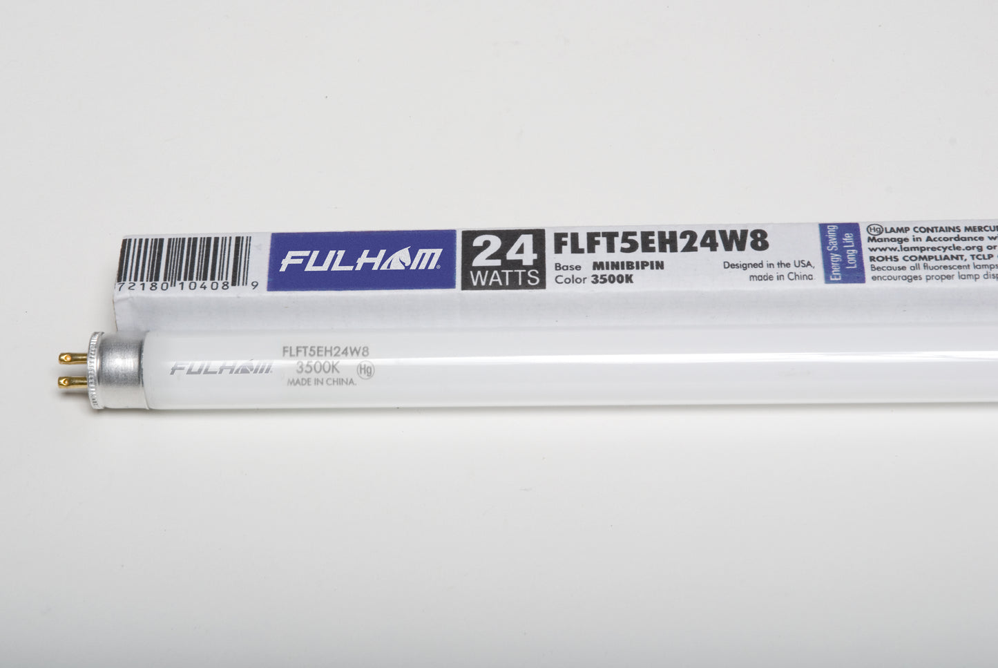 Fulham FLFT5EH24W841 | Linear Fluorescent T5HO Lamp 24W 80CRI 4100K w/ (G5) Min Bi-Pin Connectors