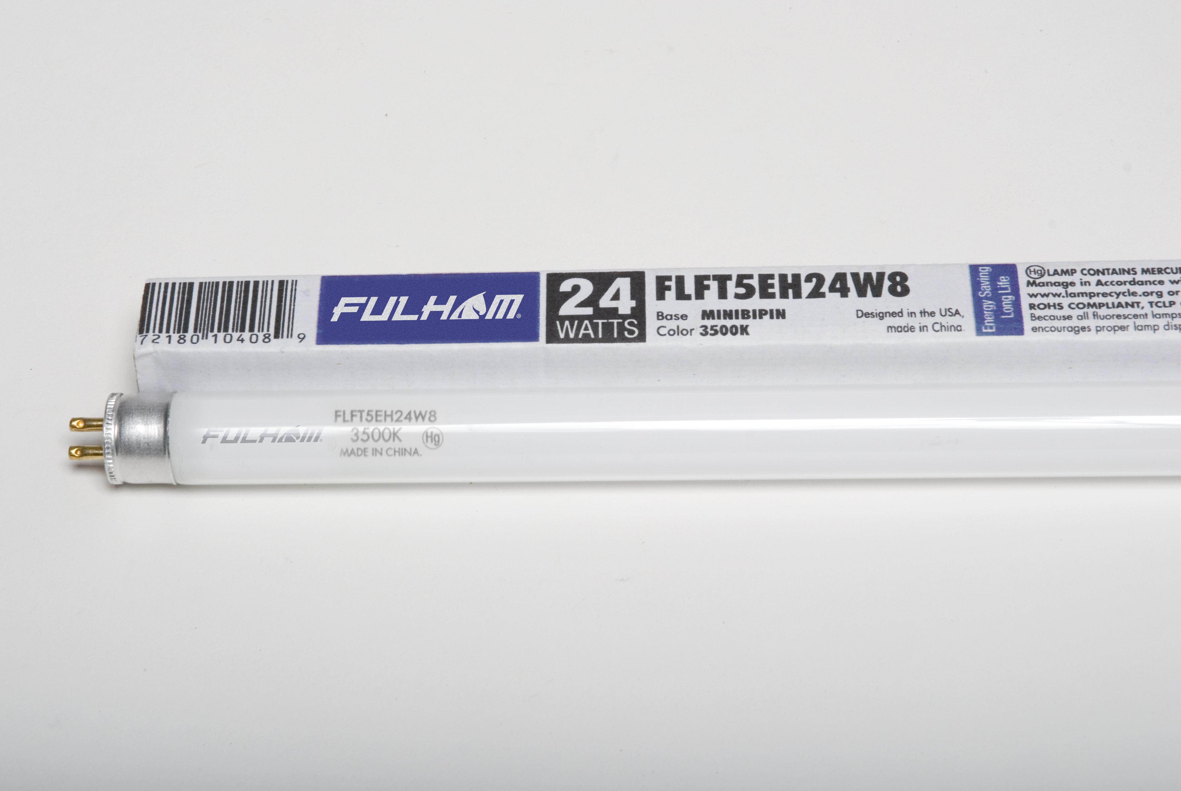 Fulham FLFT5EH24W841 | Linear Fluorescent T5HO Lamp 24W 80CRI 4100K w/ (G5) Min Bi-Pin Connectors