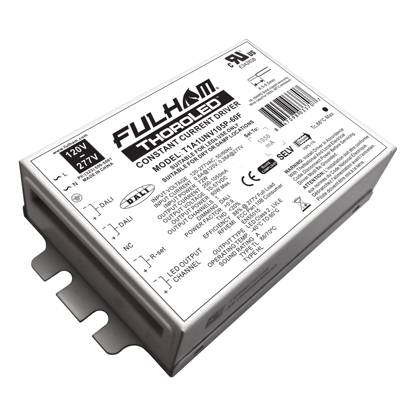 Fulham T1A1UNV105P-60F | DALI Dimming LED Driver - Constant Current - 60W Max