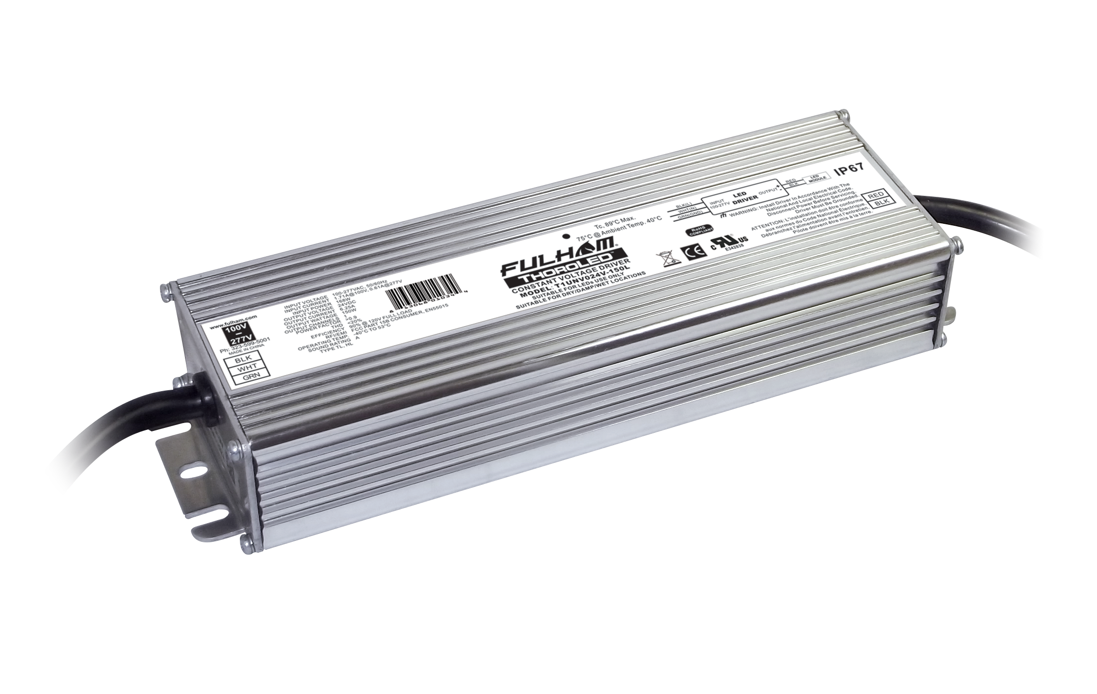 Fulham T1UNV024V-150L | 150W Max - Contant Voltage LED Driver - 24V Output