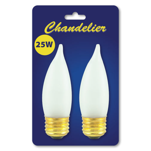 Bulbrite B25EFF | 25W CA10 Flame Frost E26 120V 2PK Blister