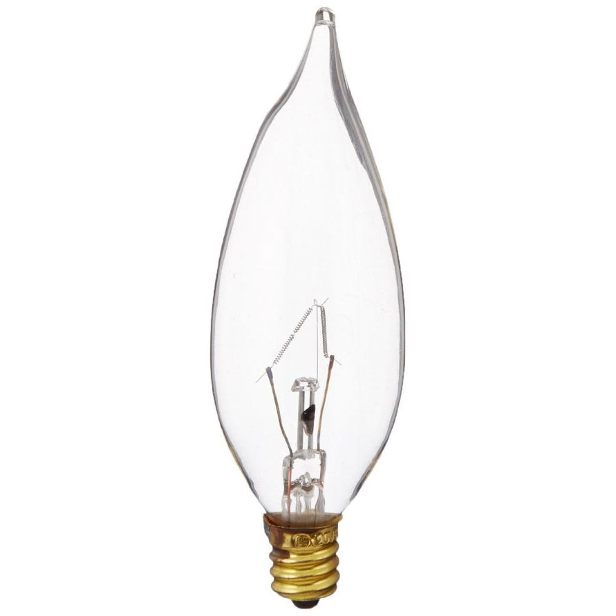 Bulbrite B60CFC 60W CA10 Flame TIp Chandelier Bulb - E12 Base - 2-Pack