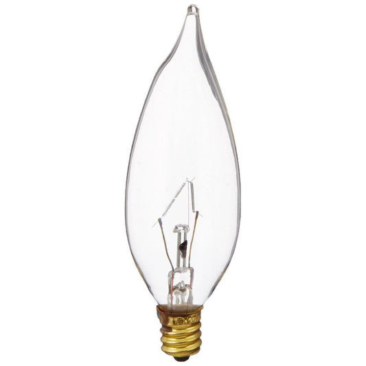 Bulbrite B60CFC 60W CA10 Flame TIp Chandelier Bulb - E12 Base - 2-Pack