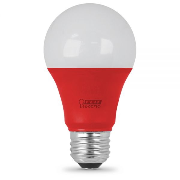 Feit A19/R/10KLED | LED Red Color, A-Shape 10 Year, 11K Party Bulb