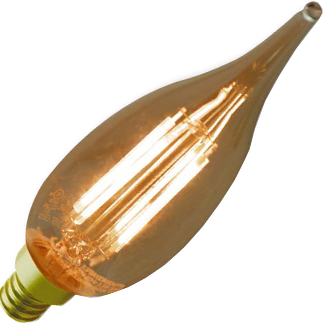 Green Creative 3.5FBA10DIM/824/FT/A/R BA10 E12 3.5W Flame Tip FILAMENT 120V Amber