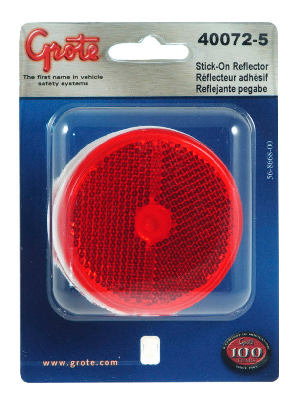 Grote 40072-5 | REFLECTOR, 2.5", Red, Round STICK-ON, PAIR, Retail Pack