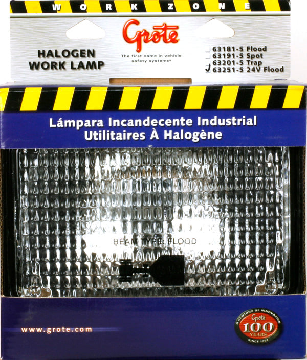 Grote 63251-5 | Forward Lighting Clear Flood 24V Large RECT Halogen Work Retail Pack