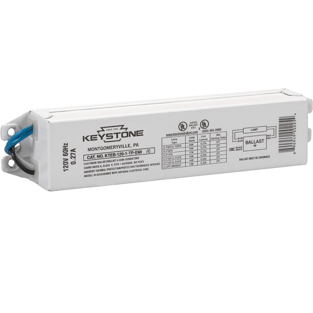 Keystone KTEB-120-1-TP-EMI - F20T12 120V Electronic Ballast - 1 Lamp - Rapid Start