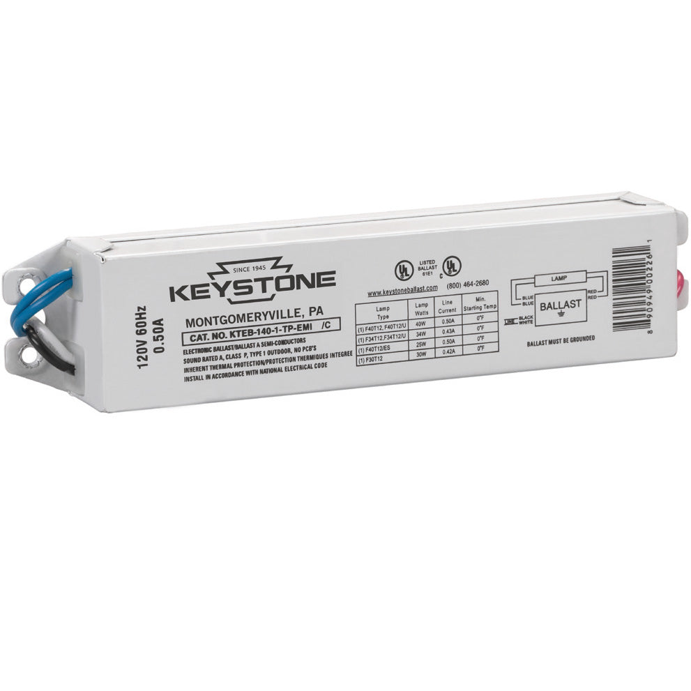 Keystone KTEB-140-1-TP-EMI - F40T12 120V Electronic Ballast - 1 Lamp - Rapid Start
