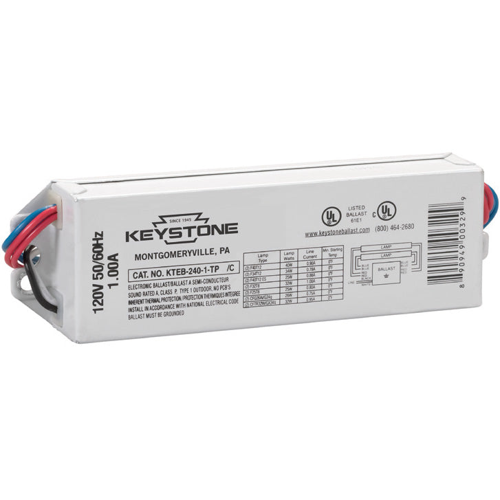 Keystone KTEB-240-1-TP - F40T12 120V Electronic Ballast - 2 Lamp - Rapid Start