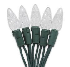 C6 LED String Lights - Clear White - 12 Foot String - Green Wire