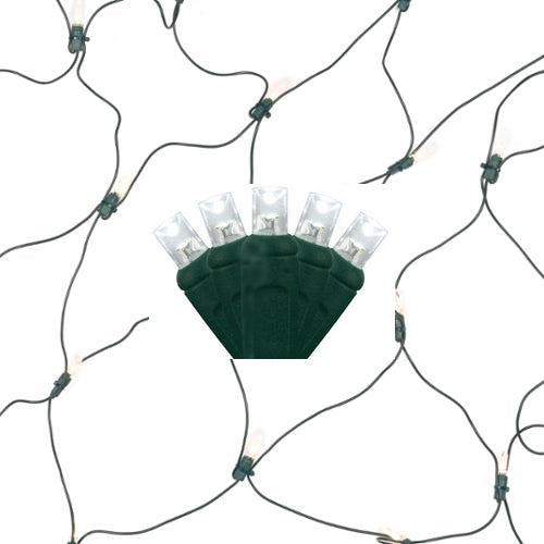 M5 LED Net Lights - Cool White - 100 Lites - 4 x 6 Ft Net - Green Wire