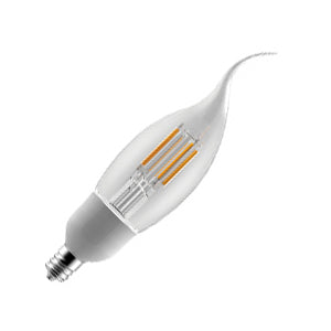 Standard - 5W LED Filament Style - Flame Tip - Clear - Candelabra Base