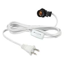 Westinghouse 2330500 | 6' Cord Set w/ Snap-In Pigtail Candelabra Base Socket & Cord Switch White