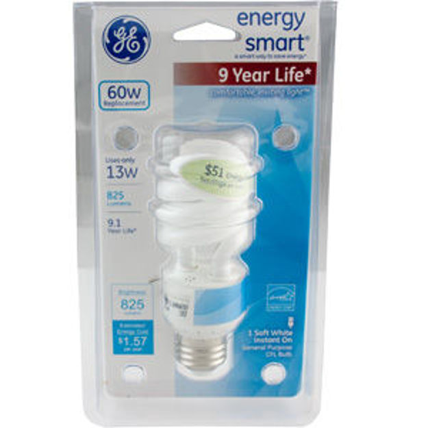Soft White GE 74198 Energy Smart Spiral Light Bulb 13W F.S. 12 per order 