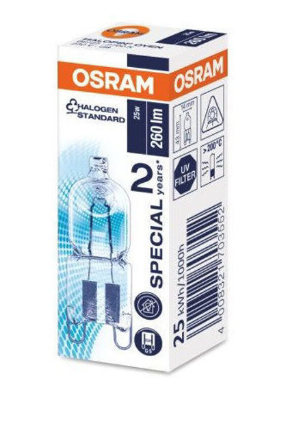 Picture of Osram - 25W 230V Halogen HALOPINn OVEN- G9 Base - Clear