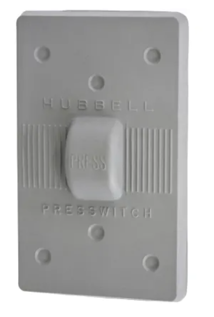 Picture of HUBBELL HBL1750 waterproof Press Switch  WATERPROOF Grey