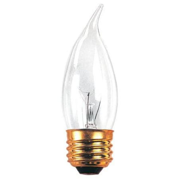 Picture of 60W CA10 Flame Tip E26 (Medium Base) Chadelier bulb